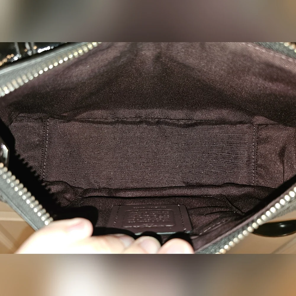 Coach Ashton Black Glazed Leather Crossbody Bag - Picture 9 of 11